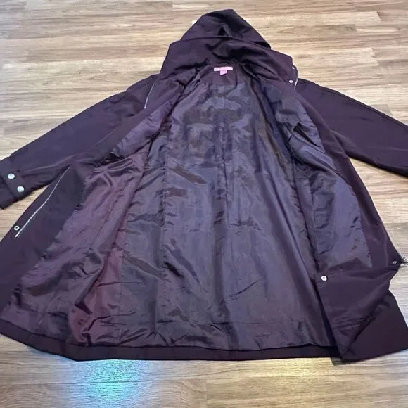 Woman Within Maroon Coat Zip Up Hooded | Women Size 16W - Picture 2 of 10